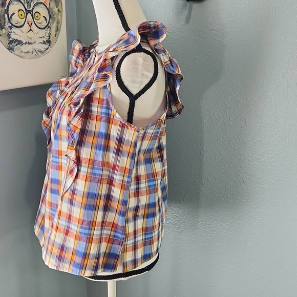 J.Crew Madras Danny Hula Ruffle Plaid Cotton Tank - Picture 3 of 8